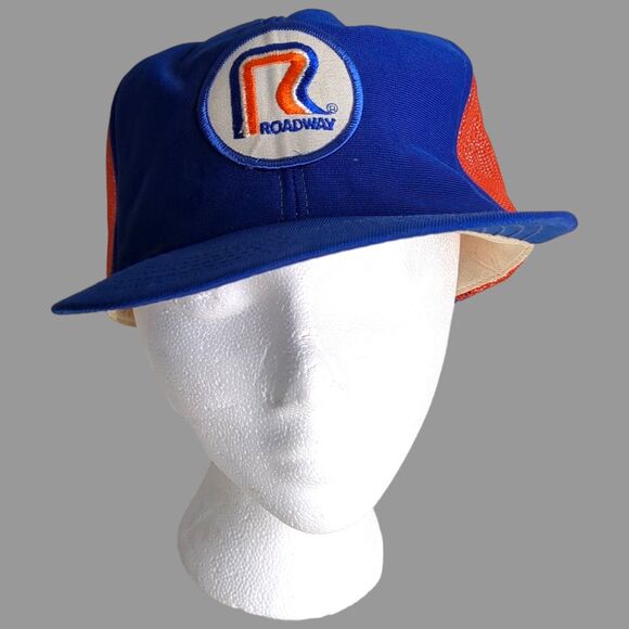 VTG Roadway Trucker Hat Cap Snapback Blue / Orange Transportation 1980s - Picture 2 of 10